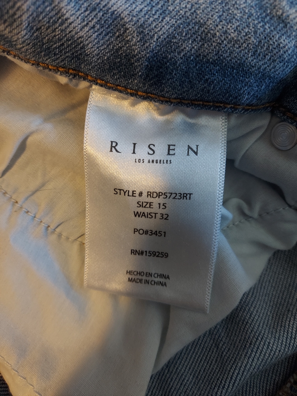 Risen Jeans High Rise Front Seam Wide Leg Blue Denim Pants Light Wash 15 - Picture 4 of 10